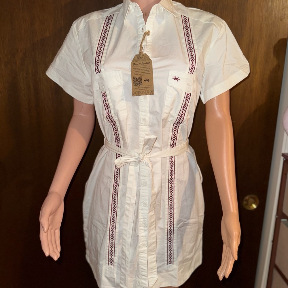White Embroidered Shirt Dress